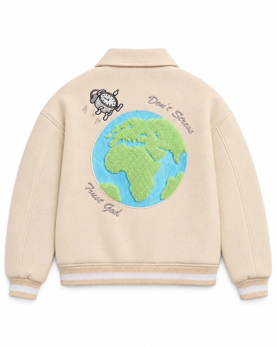 Globe Varsity Jacket — studio flatlay, front view